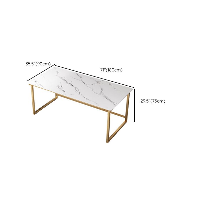 Bureau de bureau Glam Stone 29.53 pouces de haut avec base en métal