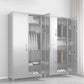 Stainless Steel Modern Storage Cabinet Chrome Metal Cabinet with Hinged Doors