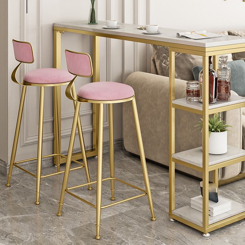 Glam Round Bar and Counter Stool Low Back Stool with 4 Gold Legs Clearhalo 'Bar Furniture' 'Bar Stools' 'bar_stools' 'furn' 'furn_bar_stools' 'Furniture' 'furniture_bar_stools' 'Kitchen & Dining Furniture' 1200x1200_a1caf1e8-1c26-4cd9-b770-c25b8f202723