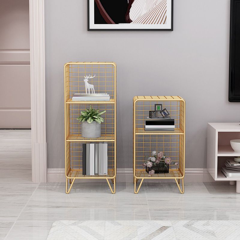 Glam Style Antique Finish Shelf Bookcase Metal Standard Bookshelf