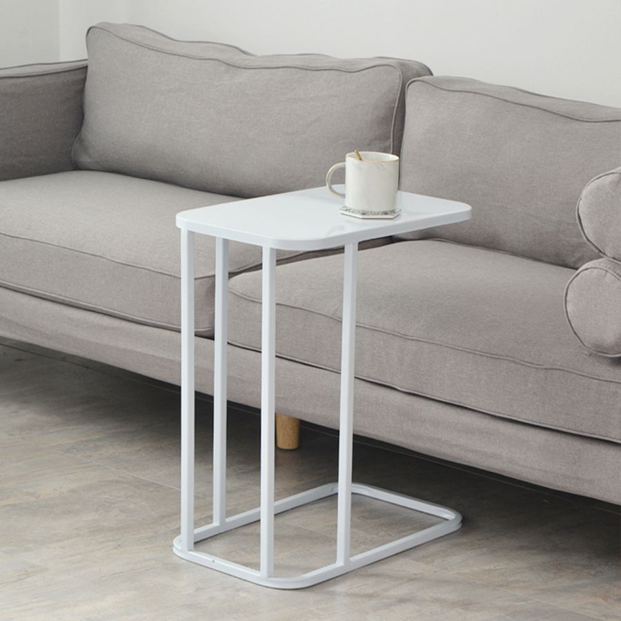 Mid-century Modern Rectangle Top End Table 22.8" Tall Metal C Side Table