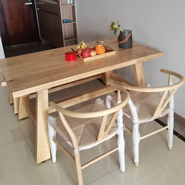 Rectangle Pine Wood Dining Table Modern Table in Nature with Wooden Trestle Base Clearhalo ' dining_table' 'Dining Tables & Seating' 'Dining Tables' 'furn' 'furn_dining_table' 'Furniture' 'furniture_dining_table' 'Kitchen & Dining Furniture' 'kitchen&dining_furn' 'kitchen' 'kitchen_dining_table' 1200x1200_a1cc86d9-566b-4ab7-85ba-3bd1371b7b25