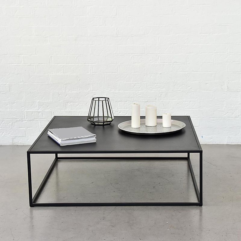 Mid-Century Modern Iron Coffee Table Black Finish Square Cocktail Table Clearhalo 'Coffee & Accent Tables' 'Coffee Tables' 'coffee_tables' 'furn' 'furn_coffee_tables' 'Furniture' 'Living Room Furniture' 1200x1200_a1ce009a-b5bd-495e-8102-f6e1049686e5