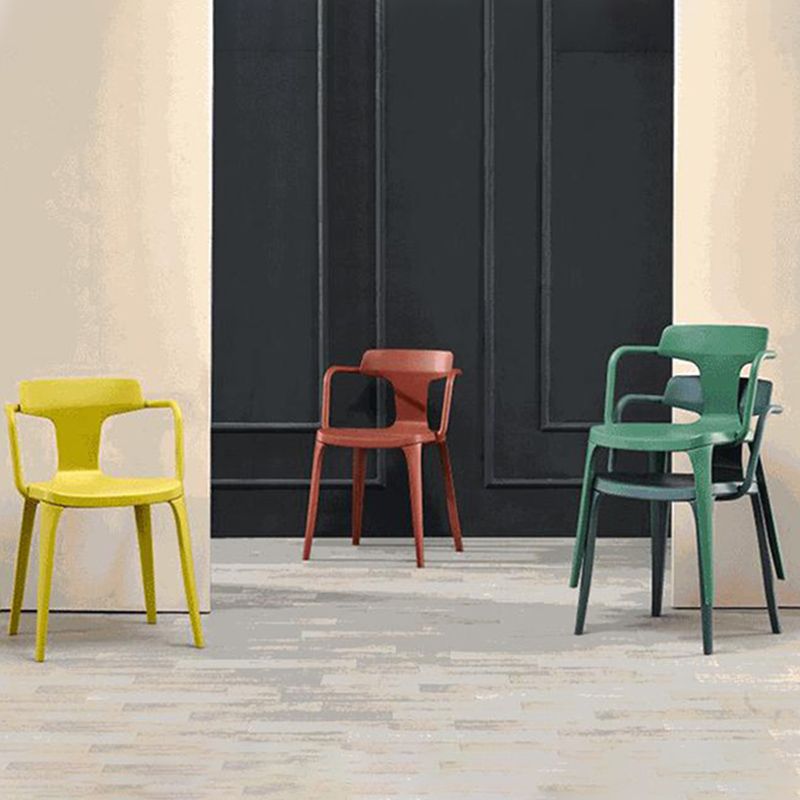 Contemporary Home Arm Chair Slat Back Plastic Stackable Dining Room Chair Clearhalo ' kitchen&dining_furn' 'Dining Chairs' 'Dining Tables & Seating' 'dining_chair' 'furn' 'furn_dining_chair' 'Furniture' 'furniture_dining_chair' 'Kitchen & Dining Furniture' 'kitchen' 1200x1200_a1ceaa7c-5ff1-4d10-90c4-5804d208b8c0