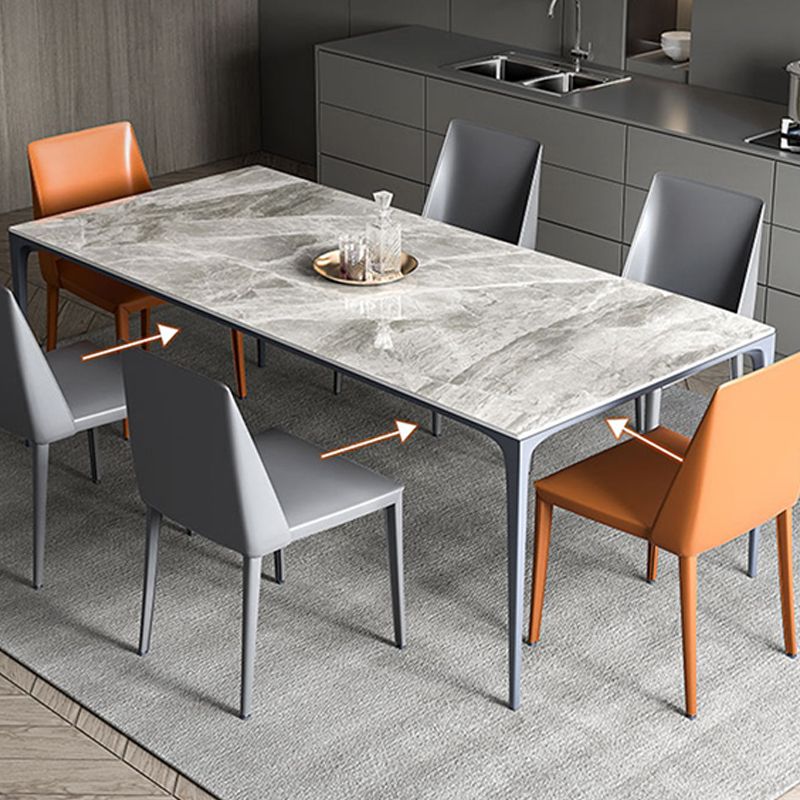 Modern Sintered Stone Dining Table Rectangle Table with Metal Base for Home Clearhalo 'Dining Tables & Seating' 'Dining Tables' 'dining_table' 'furn' 'furn_dining_table' 'Furniture' 'Kitchen & Dining Furniture' 1200x1200_a1ceac64-eb93-464c-9eaf-71dff04a4e0b