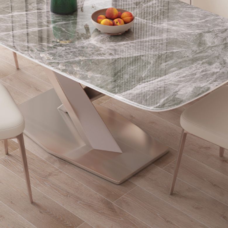 Rechthoekige eettafel Wit stenen tafelblad voor eetkamer