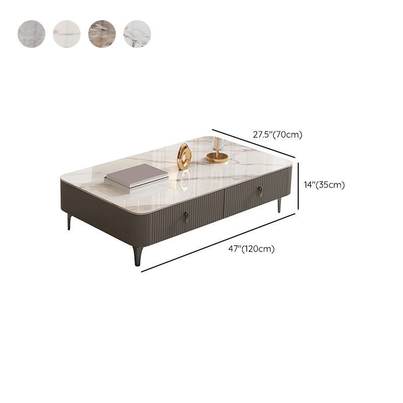 Caffè in ardesia o tavolo finale con 4 cassetti di stoccaggio contemporanei 4 gambe