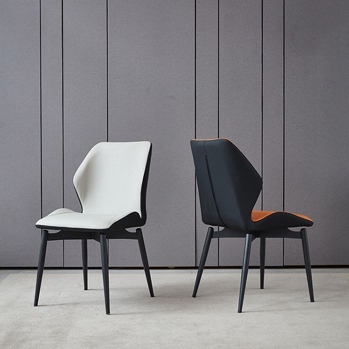 Modern Style Kitchen Metal Dining Chairs Wingback Dining Armless Side Chair