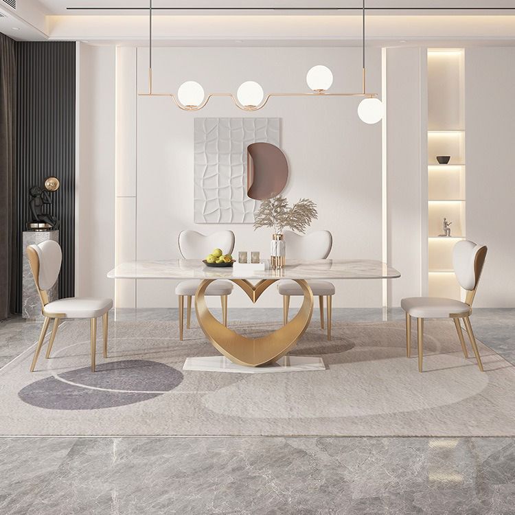 Luxury Sintered Stone Top Dining Set Rectangle 1/4/5/7/9 Pieces Dinette Table Set Clearhalo 'Dining Room Sets' 'Dining Tables & Seating' 'dining_room_set' 'furn' 'furn_dining_room_set' 'Furniture' 'Kitchen & Dining Furniture' 1200x1200_a1d0593d-f5d2-411e-8c97-8e7cb8ac5a32