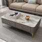 Modern Rectangular Stone Coffee Cocktail Table with Drawers, 47.2" W x 23.6" D x 15.7" H