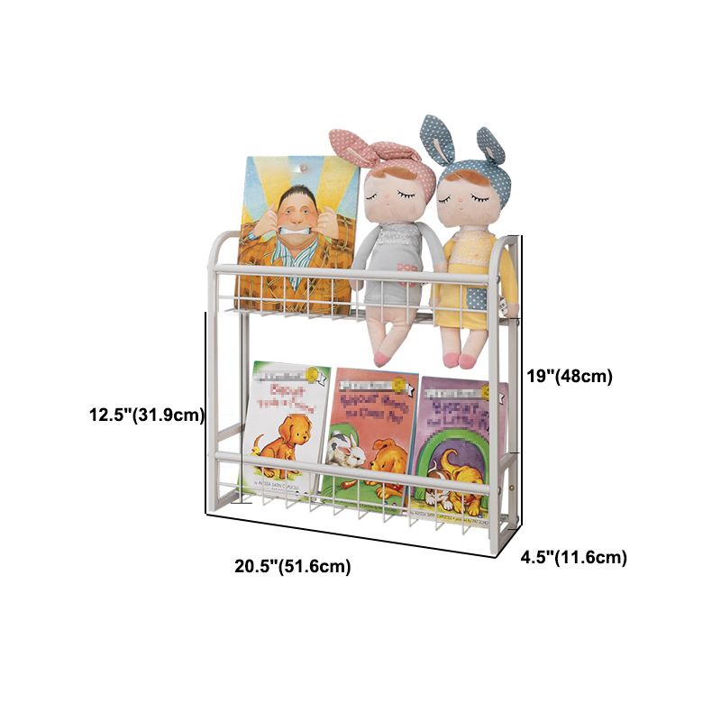 Contemporary Metal Floating Bookcase Wall Mounted Closed Back Bookshelf