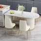 Free Form White Dining Table Sintered Stone Table Luxury with Double Pedestal Clearhalo 'Dining Tables & Seating' 'Dining Tables' 'dining_table' 'furn' 'furn_dining_table' 'Furniture' 'Kitchen & Dining Furniture' 1200x1200_a1d36166-f8a9-4b42-addd-cb6c0c35c4ba