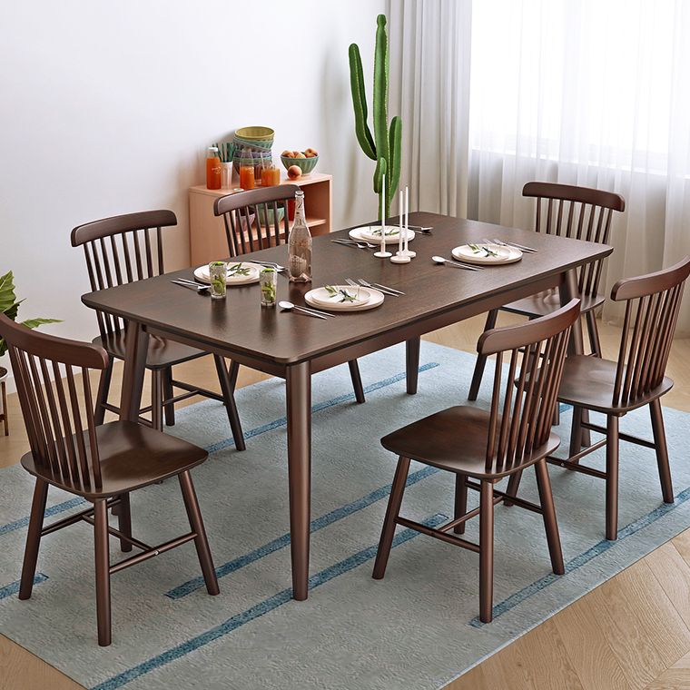 Contemporary Rectangle Dining Table Rubberwood Solid Wood Table with 4 Legs for Home Kitchen Dinner Clearhalo ' dining_table' 'Dining Tables & Seating' 'Dining Tables' 'furn' 'furn_dining_table' 'Furniture' 'furniture_dining_table' 'Kitchen & Dining Furniture' 'kitchen&dining_furn' 'kitchen' 'kitchen_dining_table' 1200x1200_a1d67ca7-d581-493b-b3e8-96a00846752f