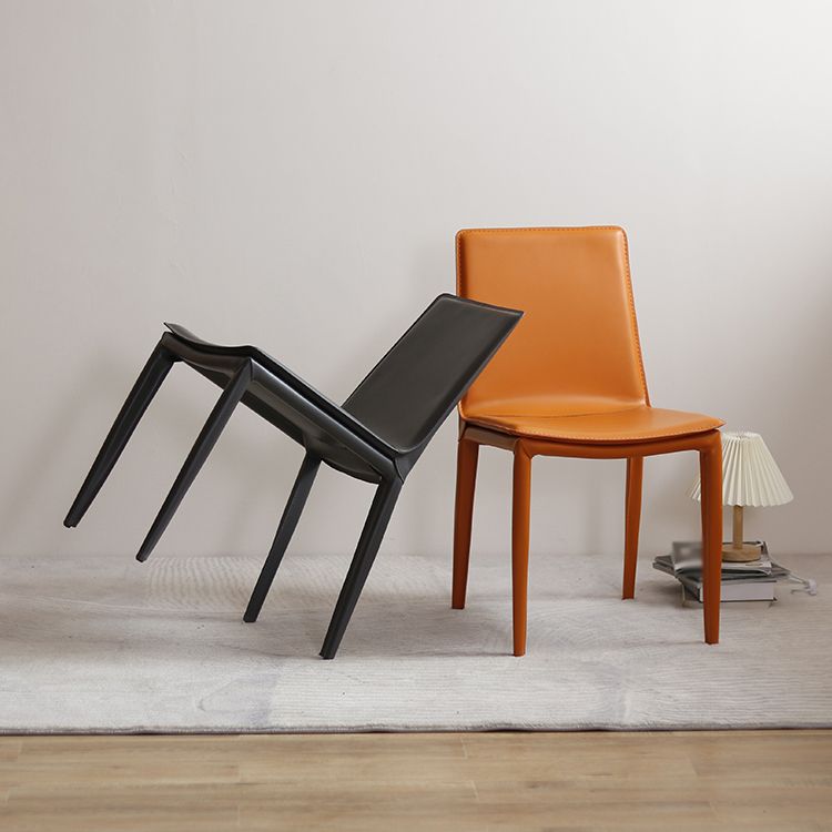 Contemporary Style Leather Dining Side Chair Solid Back Armless Side Chair Clearhalo ' kitchen&dining_furn' 'Dining Chairs' 'Dining Tables & Seating' 'dining_chair' 'furn' 'furn_dining_chair' 'Furniture' 'furniture_dining_chair' 'Kitchen & Dining Furniture' 'kitchen' 1200x1200_a1d8b653-0f47-40b0-b827-9cfd055ca5c6