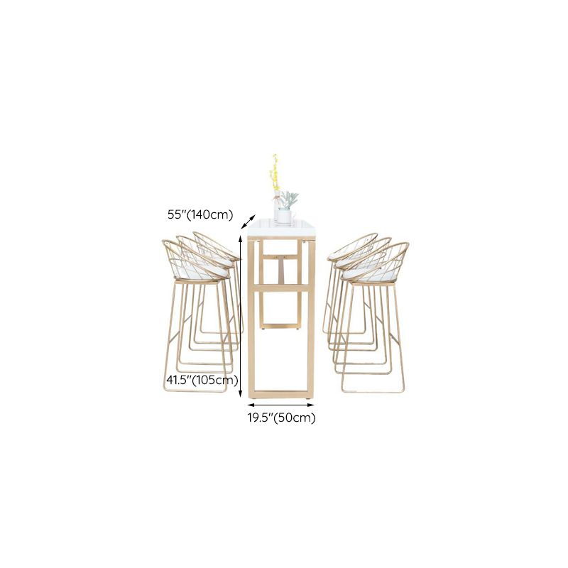 Rectangle White Solid Wood Table Gold and Metal Base Bar Table for Kitchen Living Room Clearhalo 'Bar Furniture' 'Bar Tables' 'bar_tables' 'furn' 'furn_bar_tables' 'Furniture' 'Kitchen & Dining Furniture' 1200x1200_a1db6f9d-1cba-4229-b9a4-31eb67711ffa