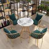 Glam Dinette Set pour la maison 1/2/3/5 Pièces Pièces de table à manger blanches avec chaises en métal