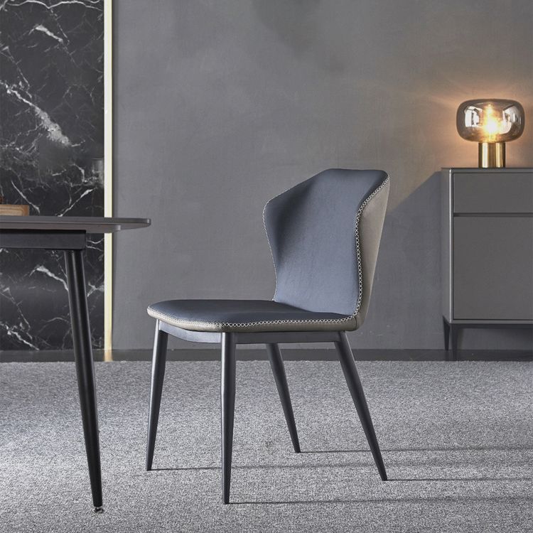 Contemporary Home Side Chair Wingback Metal Upholstered Dining Room Chair Clearhalo ' kitchen&dining_furn' 'Dining Chairs' 'Dining Tables & Seating' 'dining_chair' 'furn' 'furn_dining_chair' 'Furniture' 'furniture_dining_chair' 'Kitchen & Dining Furniture' 'kitchen' 1200x1200_a1dfc971-1003-4859-9e2e-fd1f14117a44