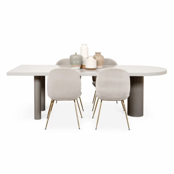 Free Form Minimalist Style Dining Table White Tone Fixed Table with 3 Legs Clearhalo ' dining_table' 'Dining Tables & Seating' 'Dining Tables' 'furn' 'furn_dining_table' 'Furniture' 'furniture_dining_table' 'Kitchen & Dining Furniture' 'kitchen&dining_furn' 'kitchen' 'kitchen_dining_table' 1200x1200_a1e0972e-8dc9-4cc3-99b7-6df1f0d172fc