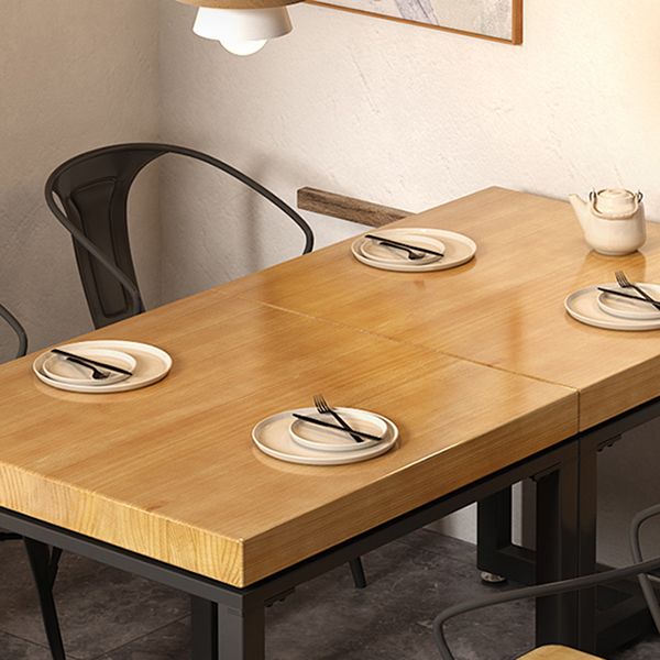 Metal Industrial Square Dining Table Pine Solid Wood Top Table with Trestle Base Clearhalo 'Dining Tables & Seating' 'Dining Tables' 'dining_table' 'furn' 'furn_dining_table' 'Furniture' 'Kitchen & Dining Furniture' 1200x1200_a1e09792-c213-4d4f-8b1b-28697d235885