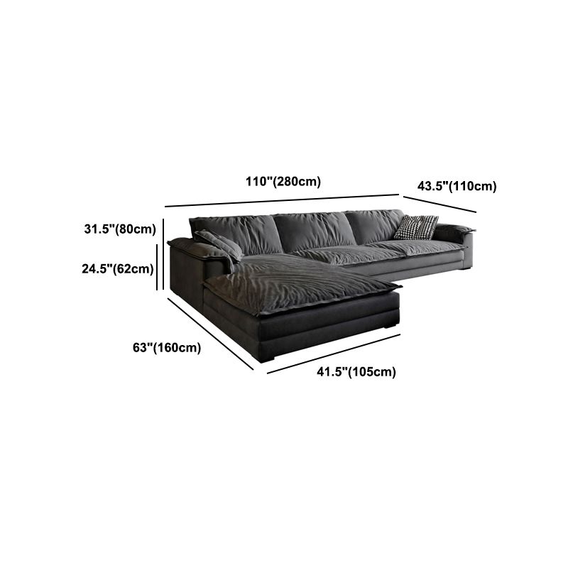 Stain-Resistant Dark Gray Contemporary Square Arm Solid Wood Sofa