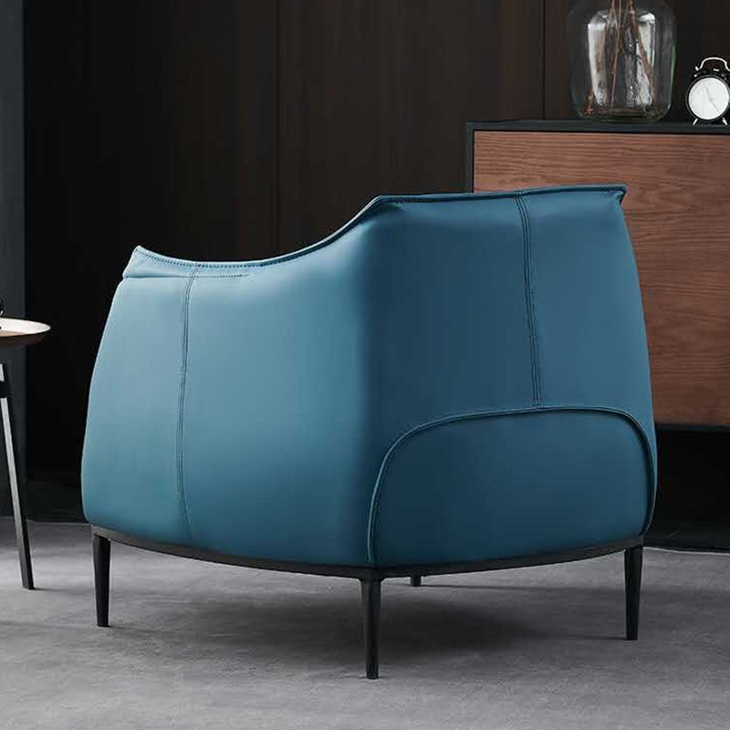 Modern Style Leather Armrest Fixed Backrest Black Base Upholstered Armed Chair