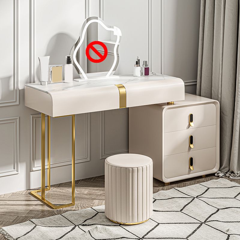 Glam Slate Top Make -up Eitelkeitstisch Tabelle 30,7 "großer beige Schminktisch