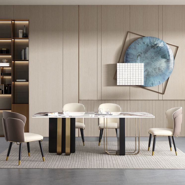 Modern Style Rectangle Dining Table Sintered Stone Table with Metal Legs for Home Clearhalo 'Dining Tables & Seating' 'Dining Tables' 'dining_table' 'furn' 'furn_dining_table' 'Furniture' 'Kitchen & Dining Furniture' 1200x1200_a1e5d4ac-be9f-471f-8880-e65ff4142bce