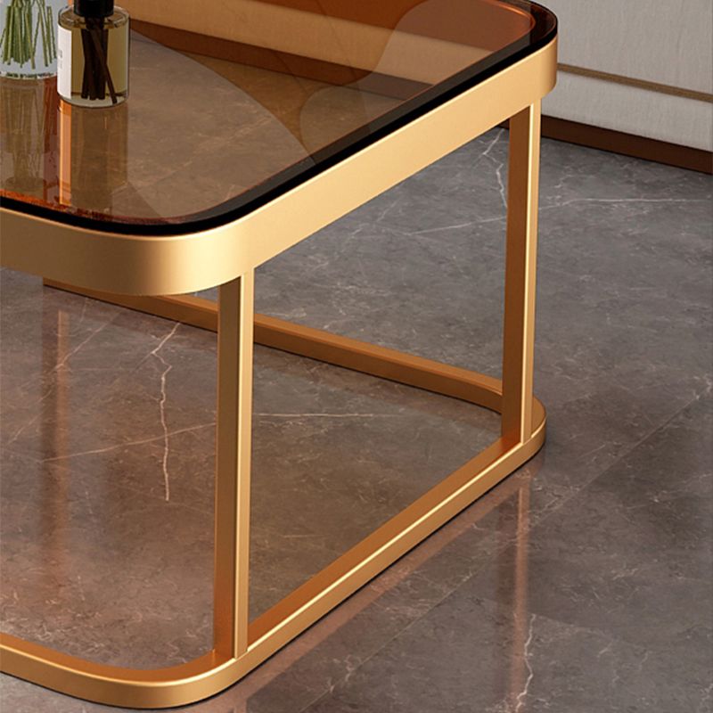 Modern 2 Nesting Glass Coffee Table Set Steel Frame Base 1 - Drawer Cocktail Table Clearhalo 'Coffee & Accent Tables' 'Coffee Tables' 'coffee_tables' 'furn' 'furn_coffee_tables' 'Furniture' 'Living Room Furniture' 1200x1200_a1e6faf2-6a60-4e43-a48d-60a06158f1df