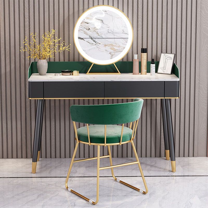 Scrivania per vanity per trucco con top in pietra contemporanea con cassetto in legno