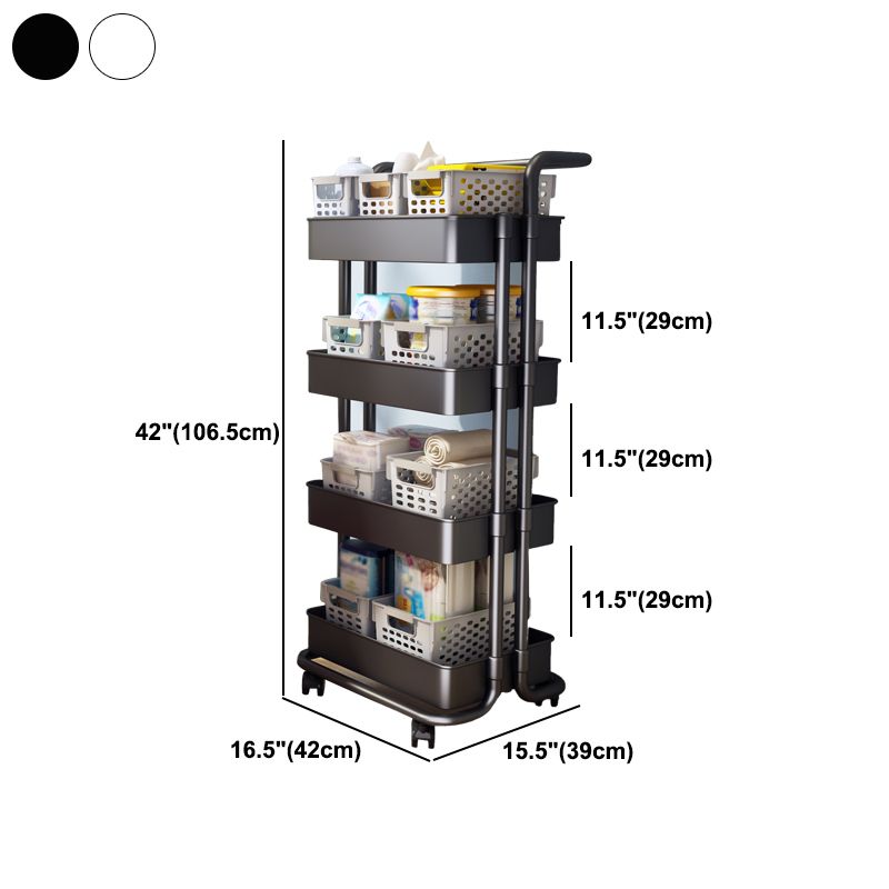 Modern Metal Frame Etagere Bookshelf White and Black Bookcase with Caster Wheels Clearhalo 'Bookcases' 'furn' 'furn_bookcases' 'Furniture' 'Office Furniture' 1200x1200_a1eb4c1e-54de-4ccb-8f2e-716f419ec030