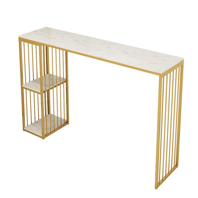Stone Bar Dining Table Traditional Luxury Rectangle Bar Table with Sled Base in Gold Clearhalo 'Bar Furniture' 'Bar Tables' 'bar_tables' 'furn' 'furn_bar_tables' 'Furniture' 'furniture_bar_tables' 'Kitchen & Dining Furniture' 1200x1200_a1ee0b3b-8bee-4799-9fdc-bc5c0be45d56