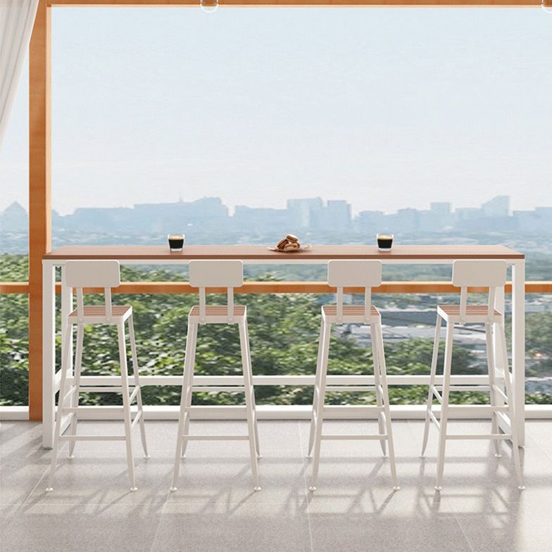 Wood Top Bar Table Industrial Bar Dining Table with Trestle Base Clearhalo 'Bar Furniture' 'Bar Tables' 'bar_tables' 'furn' 'furn_bar_tables' 'Furniture' 'furniture_bar_tables' 'Kitchen & Dining Furniture' 1200x1200_a1eeaac0-d1fc-4923-9ae2-92eb75f1f3e2