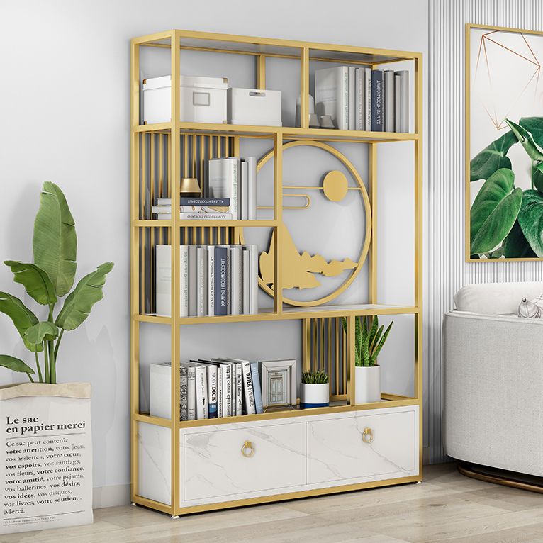 Modern Living Room Etagere Bookshelf Iron Frame Manufactured Wood Shelf Bookcase Clearhalo 'Bookcases' 'furn' 'furn_bookcases' 'Furniture' 'furniture_bookcases' 'Office Furniture' 1200x1200_a1f0487d-e6d7-4aa6-90b7-dcc903647bce