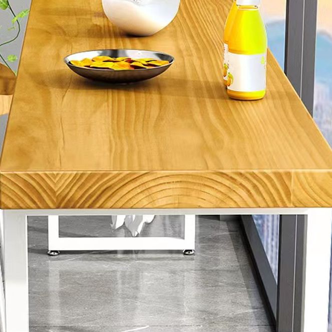 Modern White Iron Bar Dining Table Rectangle Pine Wood Indoor Bistro Table Clearhalo 'Bar Furniture' 'Bar Tables' 'bar_tables' 'furn' 'furn_bar_tables' 'Furniture' 'furniture_bar_tables' 'Kitchen & Dining Furniture' 1200x1200_a1f4af27-972e-4f60-be17-213167e32ab0