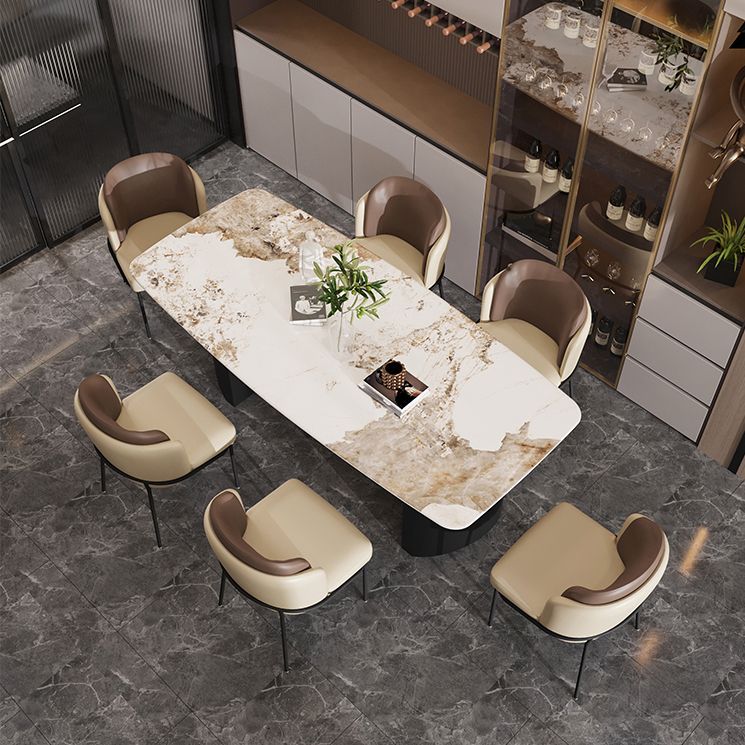 Modern Steel Dinette Set 1/2/7 Pieces Rectangle White Sintered Stone Top Dining Table Set Clearhalo 'Dining Room Sets' 'Dining Tables & Seating' 'dining_room_set' 'furn' 'furn_dining_room_set' 'Furniture' 'furniture_dining_room_set' 'Kitchen & Dining Furniture' 1200x1200_a1f6cd86-2e6d-43e8-9a1a-fdaaa27a0429