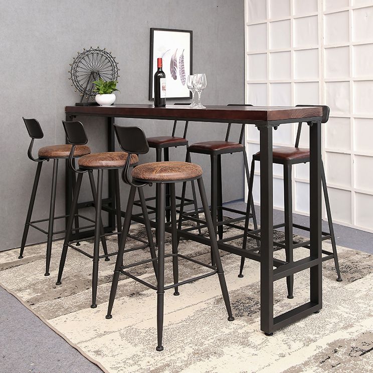 Ensemble de Table de bar rectangulaire industriel, 1/2/4/7 pièces, Table de comptoir en bois massif