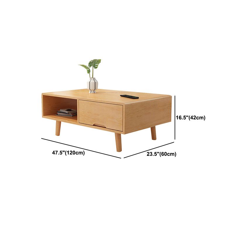 Scandinavian Solid Wood Coffee Table with 4 Legs Coffee Cocktail Table Clearhalo 'Coffee & Accent Tables' 'Coffee Tables' 'coffee_tables' 'furn' 'furn_coffee_tables' 'Furniture' 'Living Room Furniture' 1200x1200_a1faf966-edf3-448a-b62c-ea6efd4ed3e5