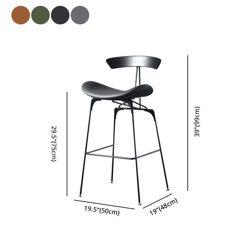 Contemporary Faux Leather Bar Stool 39" Indoor Stool with Metal Base Clearhalo 'Bar Furniture' 'Bar Stools' 'bar_stools' 'furn' 'furn_bar_stools' 'furniture_bar_stools' 'Kitchen & Dining Furniture' 'kitchen&dining_furn' 'kitchen' 'kitchen_furn' Furniture' 1200x1200_a1fb48b3-e923-4800-a482-290ce4fc83a8