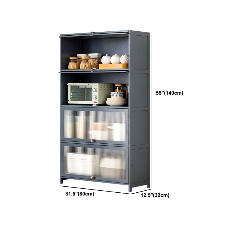 Puertas de vidrio gris Servidor de comedor Servidor de bambú contemporáneo para cocina