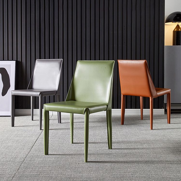 Designer Style Restaurant Saddle Leather Side Chair Matte Finish Parsons Dining Chair Clearhalo ' kitchen&dining_furn' 'Dining Chairs' 'Dining Tables & Seating' 'dining_chair' 'furn' 'furn_dining_chair' 'Furniture' 'furniture_dining_chair' 'Kitchen & Dining Furniture' 'kitchen' 1200x1200_a1ffcfa5-bbee-4344-9cd2-48930ef20b4c