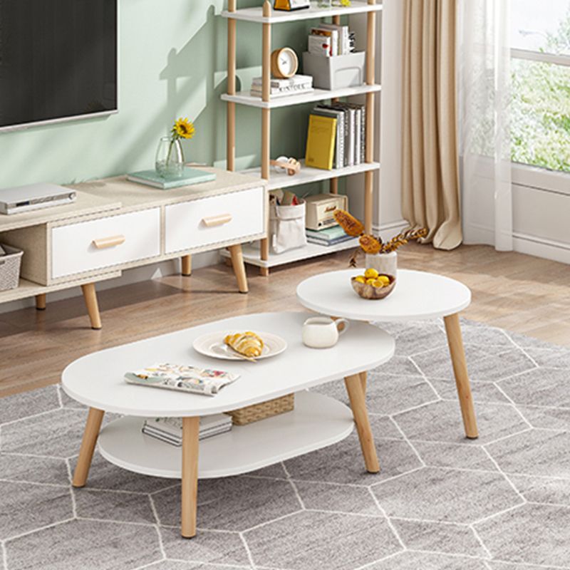 Wood Free-Form Coffee Table Modern 4 Legs Coffee Table with Storage Clearhalo 'Coffee & Accent Tables' 'Coffee Tables' 'coffee_tables' 'furn' 'furn_coffee_tables' 'Furniture' 'Living Room Furniture' 1200x1200_a2009b7e-661c-49ca-9cf3-5de3da3ad6bc