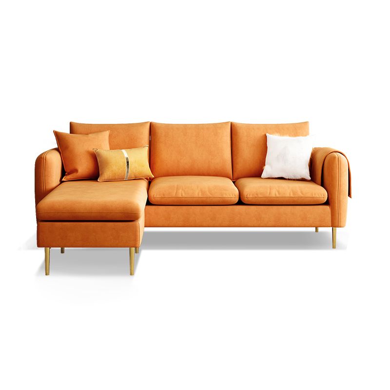 Scandinavian Velvet Sofa with 3 Pillows and Storage for Apartment Clearhalo 'furn' 'furn_sectionals' 'Furniture' 'furniture_sectionals' 'kitchen' 'kitchen_sectionals' 'Living Room Furniture' 'Sectionals' 1200x1200_a200eb83-b224-4dd2-83ab-e91b8ddfe7fd
