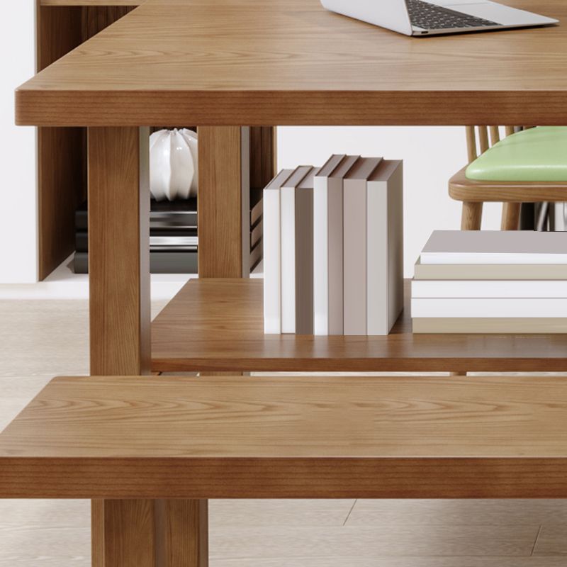 Simplicity Dinette Table Solid Wood Rectangle Dining Room Table in Brown Clearhalo 'Dining Tables & Seating' 'Dining Tables' 'dining_table' 'furn' 'furn_dining_table' 'Furniture' 'Kitchen & Dining Furniture' 1200x1200_a205564f-077e-4dcc-bfe2-6c7c84ceb75e