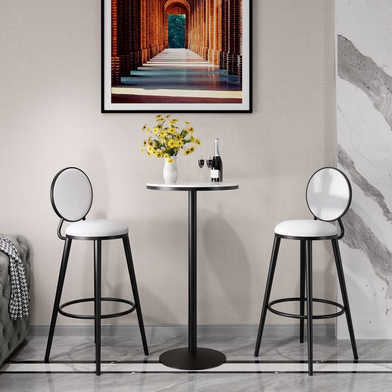 Modern Round Bar Table Set 1/3 Pcs Solid Wood Bar Table and Leather Upholstered Stools Clearhalo 'Bar Furniture' 'furn' 'furn_home_bar_bar_sets' 'Furniture' 'Home Bars & Bar Sets' 'home_bar_bar_sets' 'Kitchen & Dining Furniture' 1200x1200_a206d654-b3c0-414f-bfcf-36b08aa7960f