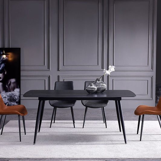 モダンな焼結石ダイニング長方形テーブルセット1/5/6/7ピースダイニングセット