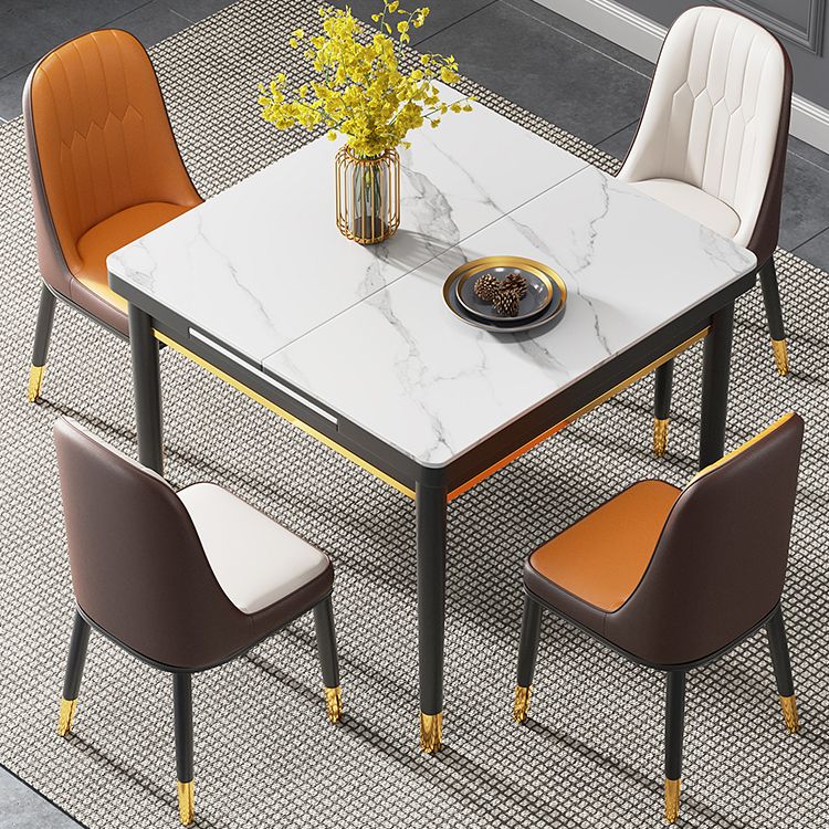 Industrial Style Extendable Stone Dining Table Square 31.5'' Table for Home Clearhalo ' dining_table' 'Dining Tables & Seating' 'Dining Tables' 'furn' 'furn_dining_table' 'Furniture' 'furniture_dining_table' 'Kitchen & Dining Furniture' 'kitchen&dining_furn' 'kitchen' 'kitchen_dining_table' 1200x1200_a20a7528-cbe9-42ef-8873-5d3238d0c2a4