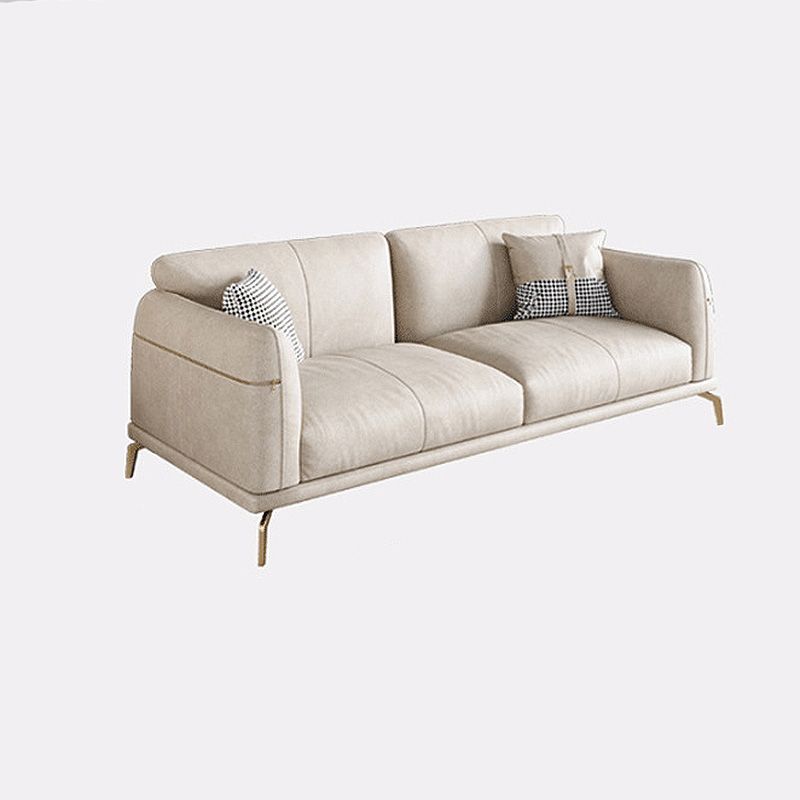 Faux Leather Square Arm Sectional Beige Cushion Back Sofa and Chaise for Living Room Clearhalo 'furn' 'furn_sectionals' 'Furniture' 'furniture_sectionals' 'kitchen' 'kitchen_sectionals' 'Living Room Furniture' 'Sectionals' 1200x1200_a20b1c99-34e8-405b-b369-149535487093