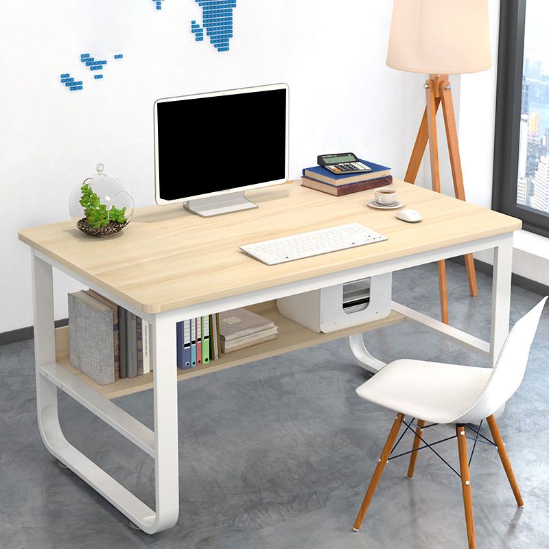 Metalen en houten schrijfbureau rechthoekige kantoorbureau voor slaapkamer