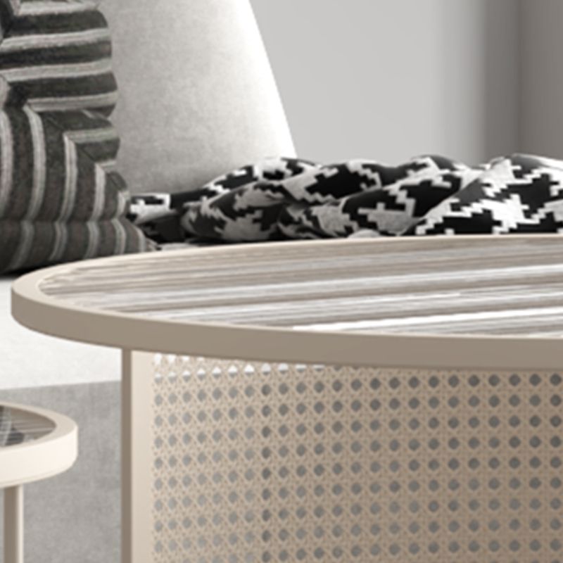 Modernismus rundes Glas und Stahl Kaffee Cocktailtisch - 17,7 "/19.7" H