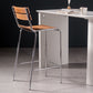 Contemporary Solid Wood Backrest Counter High Stool with Metal 4 Legs